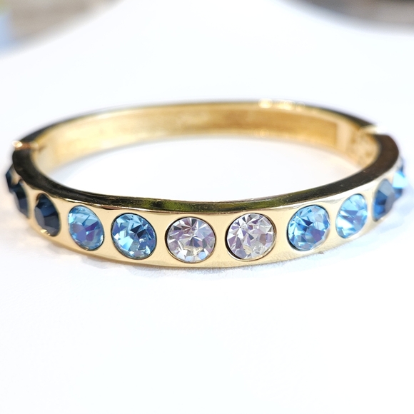 Dior Jewelry - Christian Dior Bracelet Vintage Swarovski Blue Crystal Chr.Dior Gold Bracelet